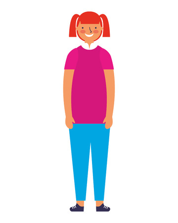 young girl standing on white background vector illustrationのイラスト素材
