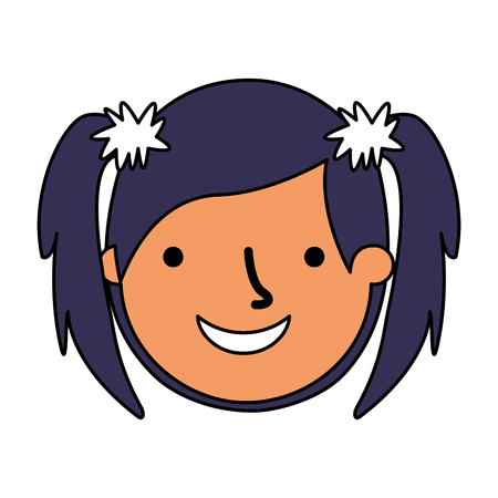 happy young girl face character vector illustrationのイラスト素材