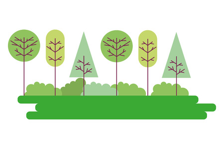 landscape trees grass on white background vector illustrationのイラスト素材