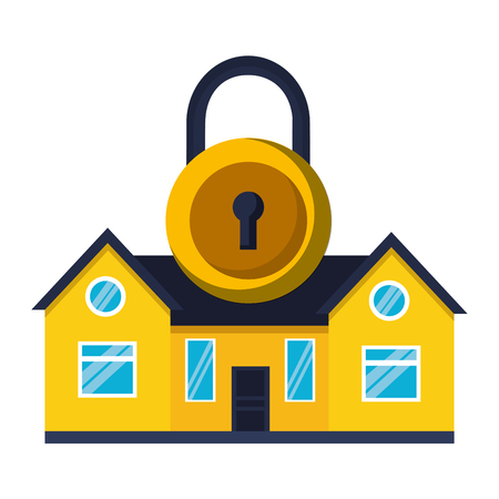 smart home security padlock white background vector illustrationのイラスト素材