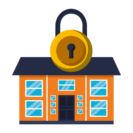 smart home security padlock white background vector illustrationのイラスト素材
