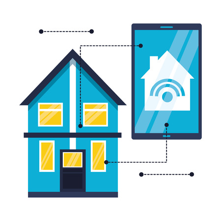 smart home smartphone monitoring control app vector illustrationのイラスト素材