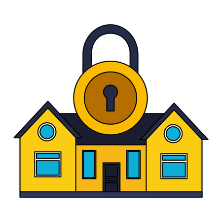 smart home security padlock white background vector illustrationのイラスト素材