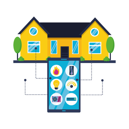 smart home cellphone device control vector illustrationのイラスト素材