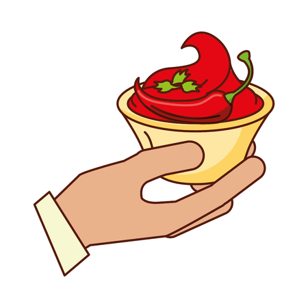 hand with sauce chili pepper vector illustrationのイラスト素材