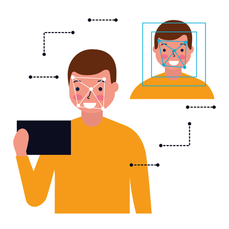 man face scan biometric digital technology vector illustrationのイラスト素材