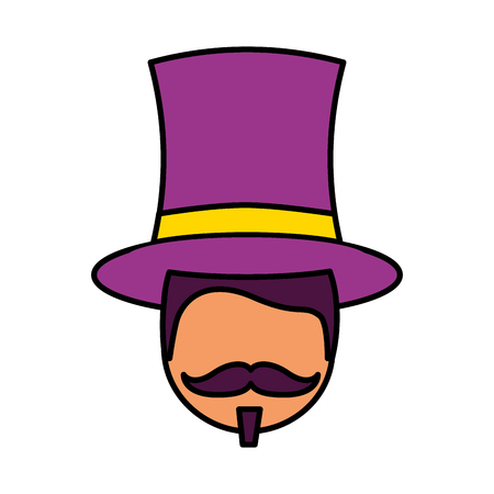host man face circus fun fair vector illustrationのイラスト素材