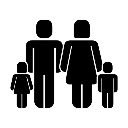 family figure with kids silhouette icon vector illustration designのイラスト素材