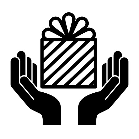 hands with gift box present icon vector illustration designのイラスト素材
