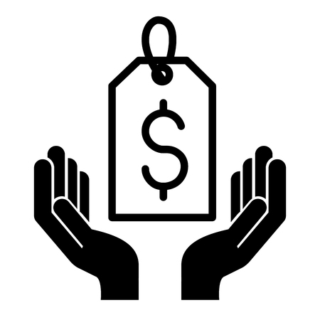 hands with label with symbol dollar vector illustration designのイラスト素材