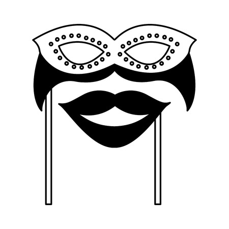 accessories of carnival celebration in stick vector illustration designのイラスト素材