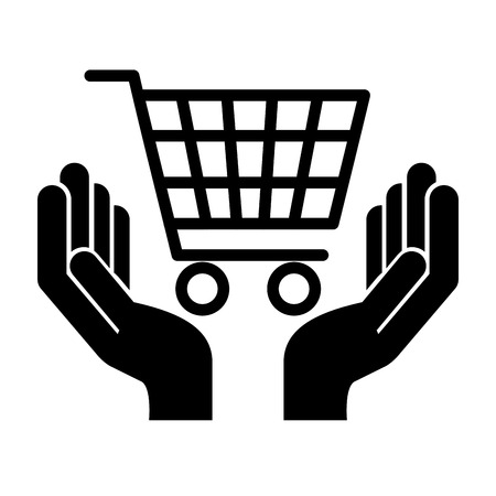 hands with shopping cart isolated icon vector illustration designのイラスト素材