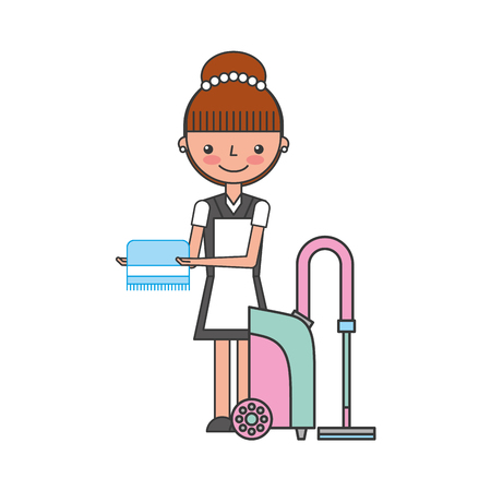 woman laundry hotel service character vector illustration designのイラスト素材