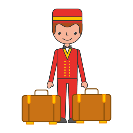 hotel bellboy service character vector illustration designのイラスト素材