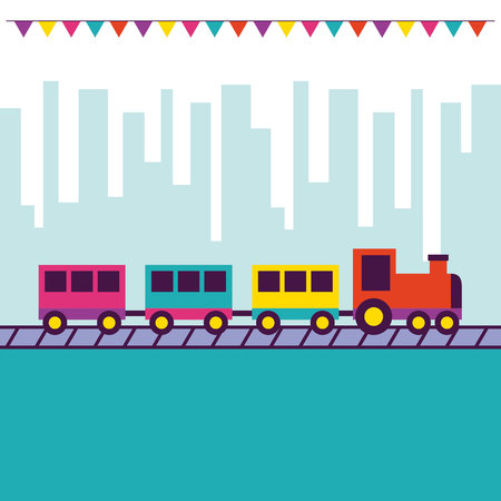 fair pennants city park train vector illustrationのイラスト素材