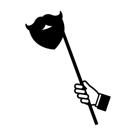 hand with hipster beard accessory in stick vector illustration designのイラスト素材