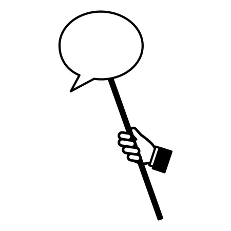 hand with speech bubble message in stick vector illustration designのイラスト素材