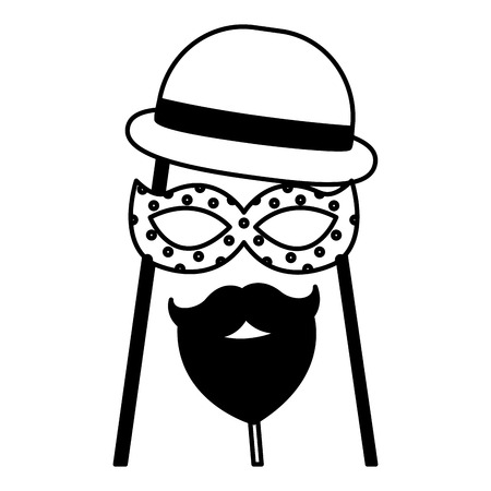 accessories of carnival celebration in stick vector illustration designのイラスト素材