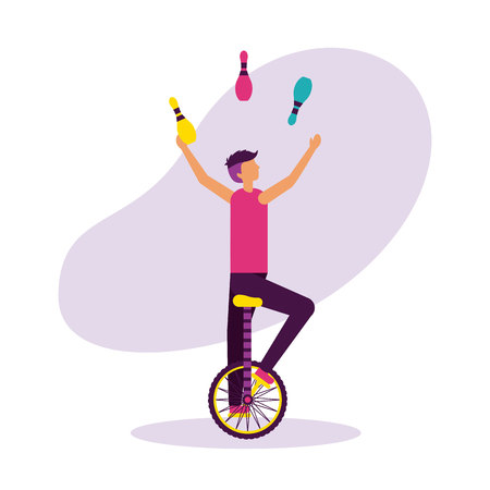 juggler character circus fun fair vector illustrationのイラスト素材