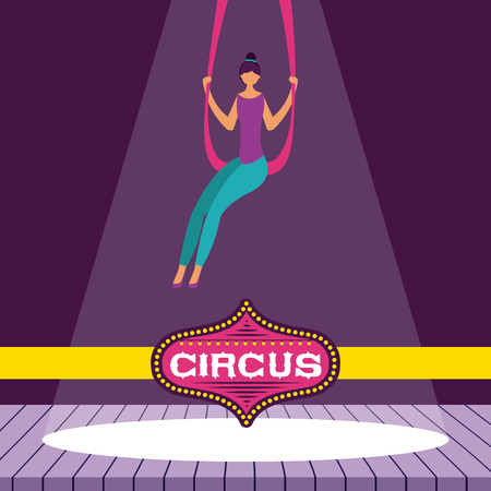 Illustration for circus fun acrobat woman stage vector illustration - Royalty Free Image