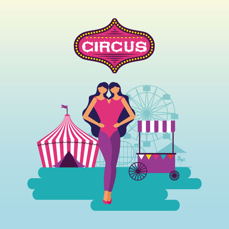 circus unitted twins tent booth vector illustrationのイラスト素材