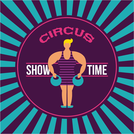 circus show time strong man dumbbells vector illustrationのイラスト素材