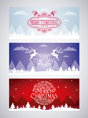 merry christmas elegant banners decoration vector illustrationのイラスト素材