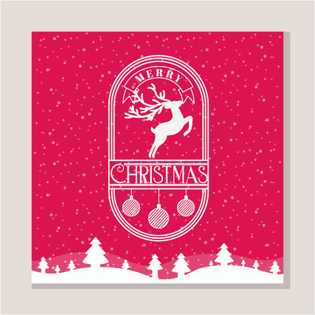 winter landscape snow tree merry christmas vector illustrationのイラスト素材