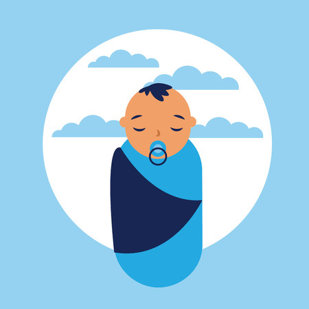 outdoor sticker baby sleep cute vector illustrationのイラスト素材