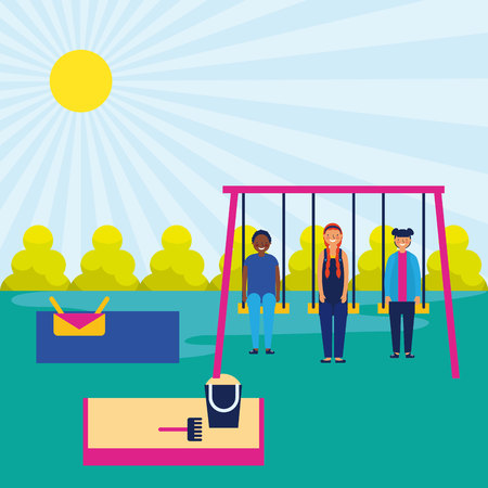outdoor park picnic game kids vector illustrationのイラスト素材