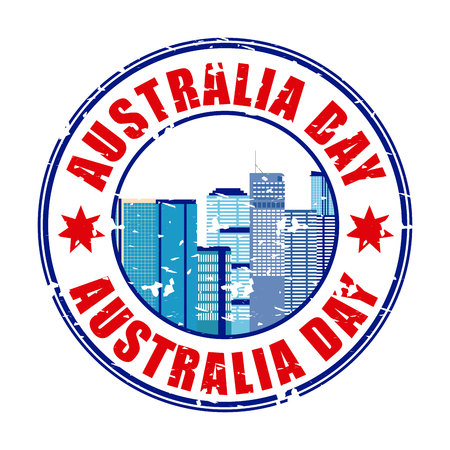 vintage sticker australia day city vector illustrationのイラスト素材