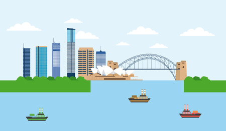 australia places ships sydney theather vector illustrationのイラスト素材