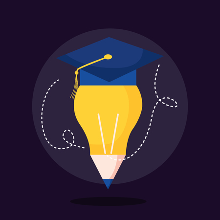 graduation hat pencil education school vector illustrationのイラスト素材
