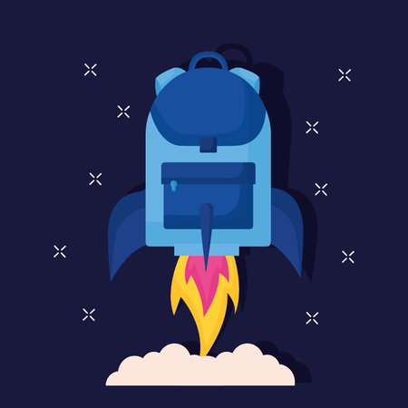 rocket backpack launch education school vector illustrationのイラスト素材