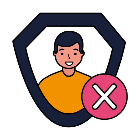 man shield protection error sign vector illustrationのイラスト素材
