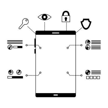 smartphone device security digital scan vector illustrationのイラスト素材