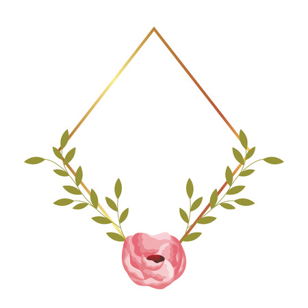 frame flower rose leaves decoration vector illustrationのイラスト素材