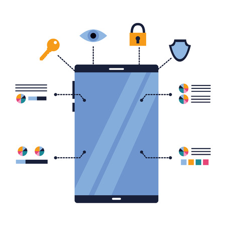 smartphone device security digital scan vector illustrationのイラスト素材