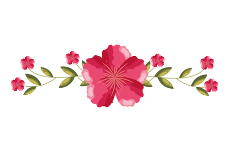 flowers leaves branch on white background vector illustrationのイラスト素材