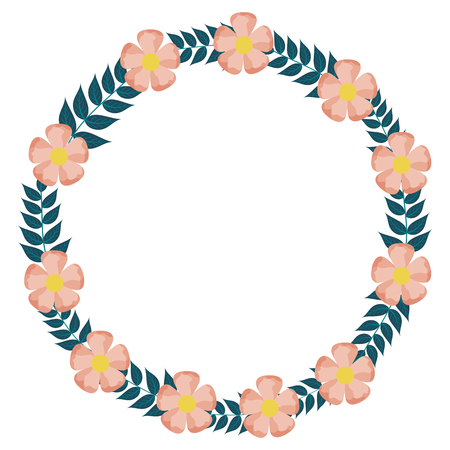 floral wreath flower decoration white background vector illustrationのイラスト素材