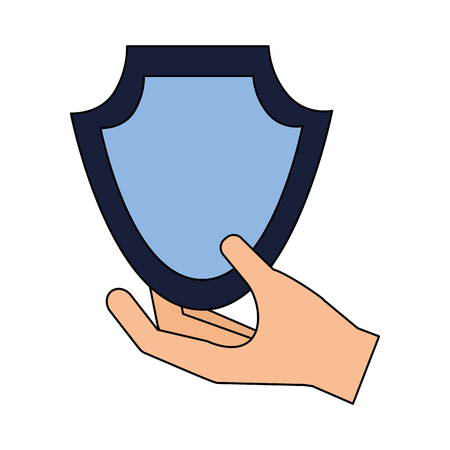 hand holding shield protection sign vector illustrationのイラスト素材