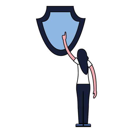 woman with shield protection secure vector illustrationのイラスト素材