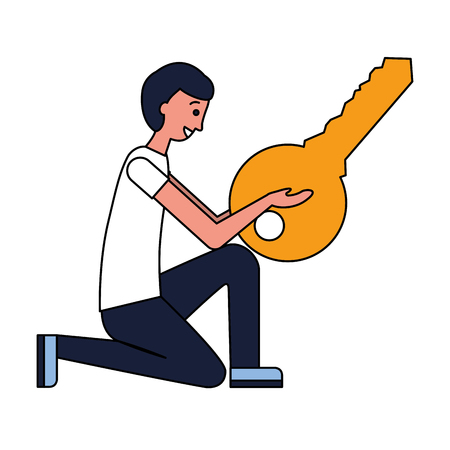 man with key security protection vector illustrationのイラスト素材