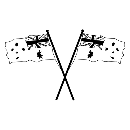crossed flags happy australia day vector illustrationのイラスト素材