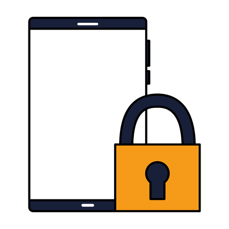 smartphone technology security on white background vector illustrationのイラスト素材