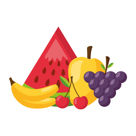 fresh healthy food fruits on white background vector illustrationのイラスト素材
