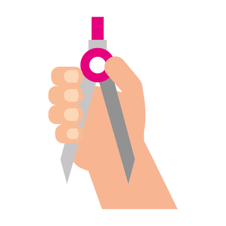 hand holding compass supply education vector illustrationのイラスト素材