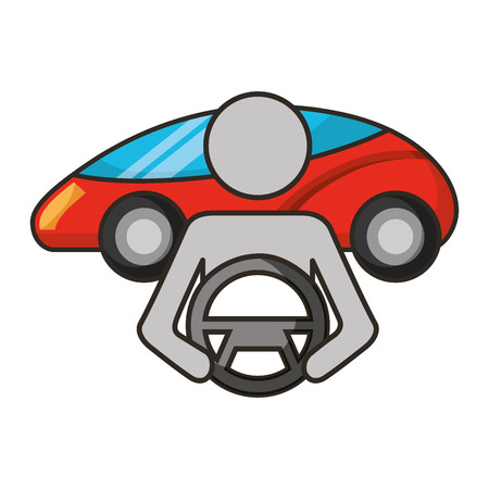 autonomous car transport driver steering wheel vector illustrationのイラスト素材