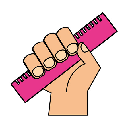 hand holding ruler supply education vector illustrationのイラスト素材