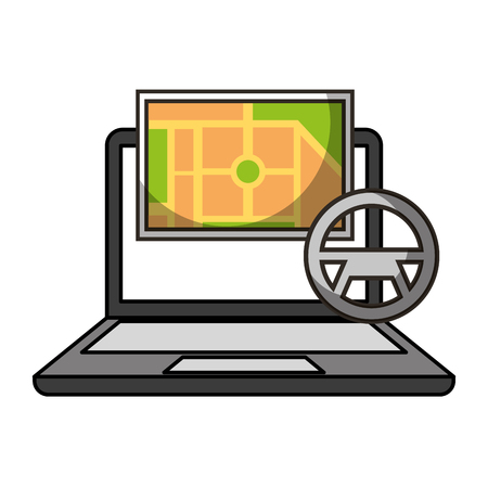 autonomous car transport laptop map navigation vector illustrationのイラスト素材